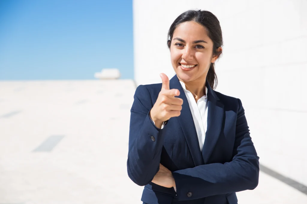 happy ambitious hr manager choosing you