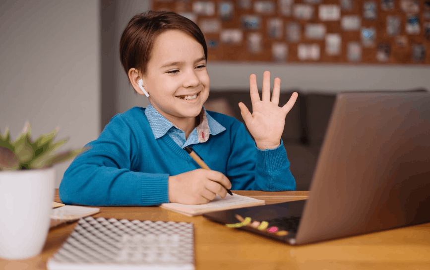 a boy learning public speaking