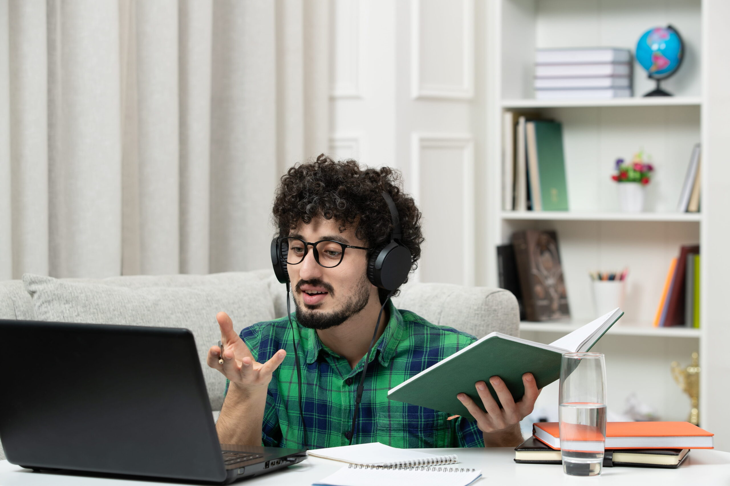 student online cute young guy studying computer glasses green shirt explaining class 1 1 scaled