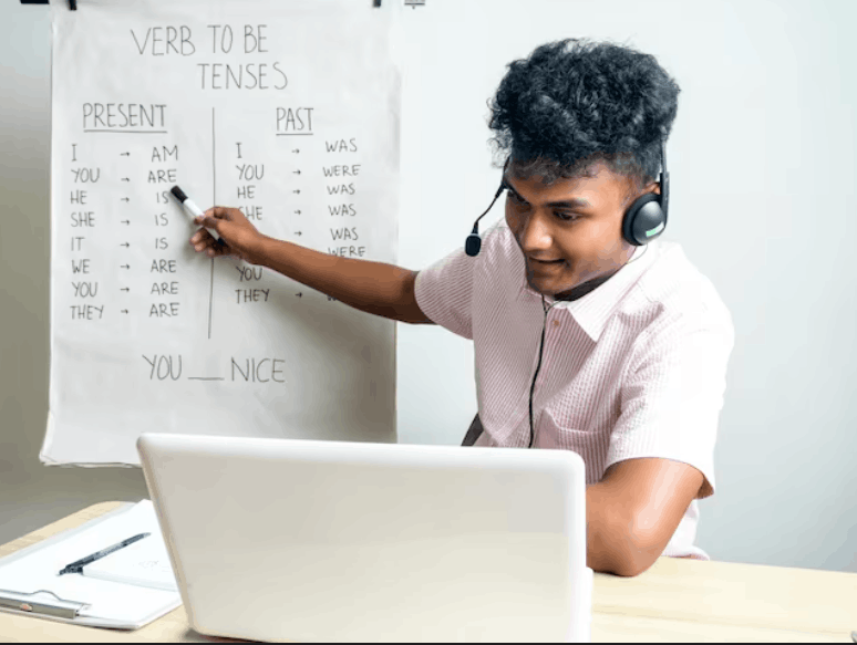 student attending speaking fever spoken english class