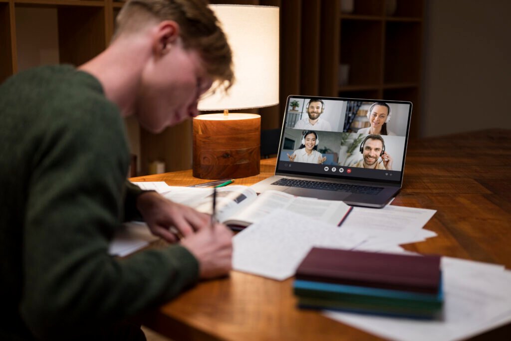 young man learning virtual classroom 1