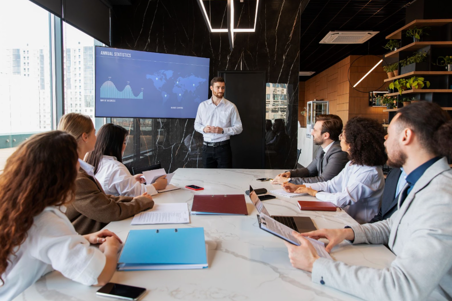 a man presenting something