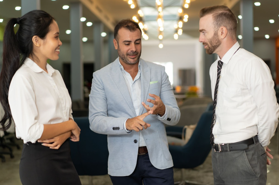 a group of people was discussed about business