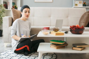 A girl attending online spoken english classes