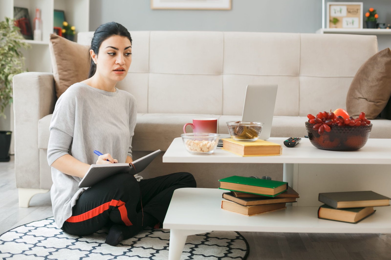 A girl attending online spoken english classes