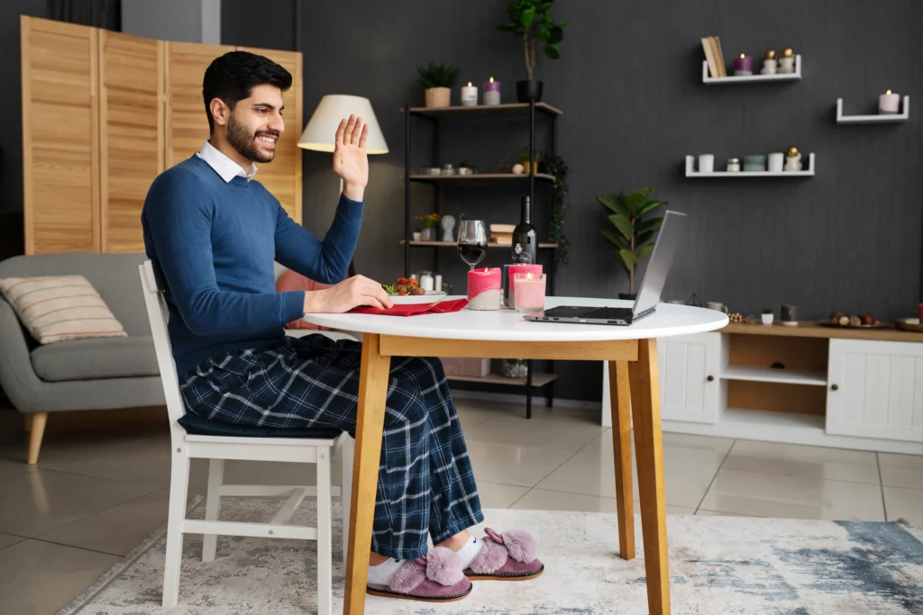 young adult enjoying virtual date