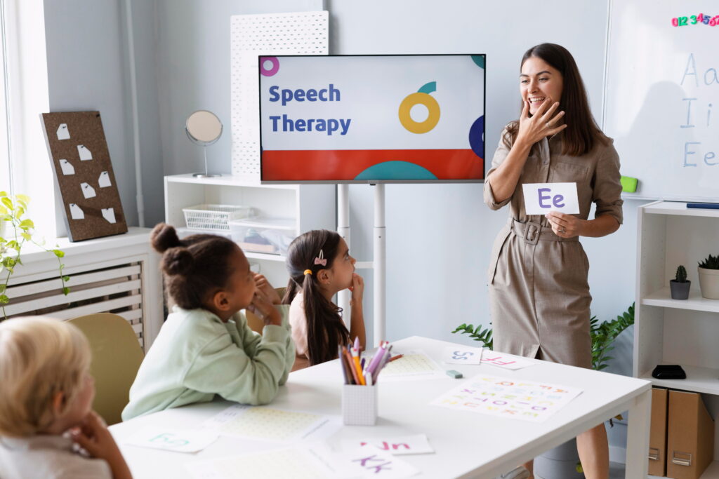 teacher teaching spoken english for kids