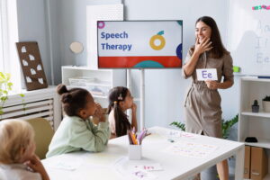teacher teaching spoken english for kids