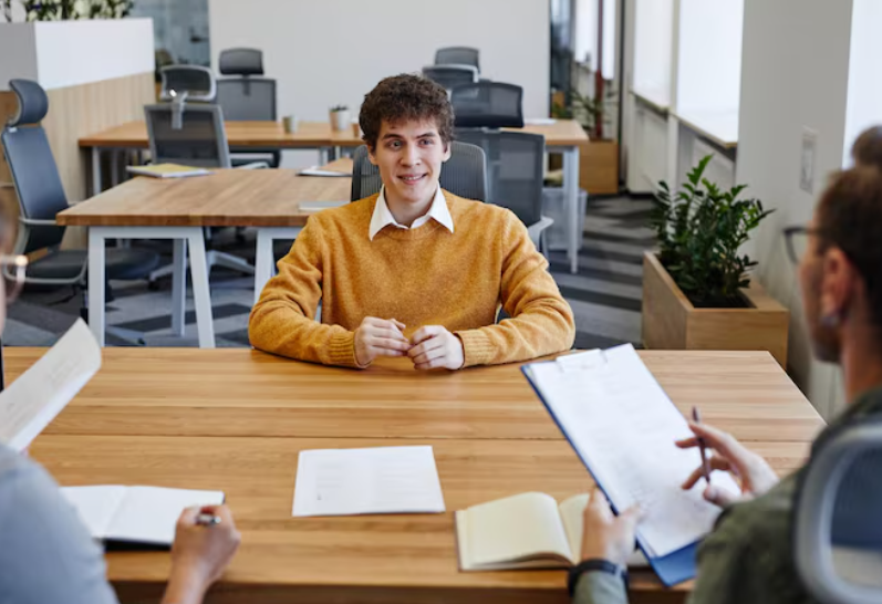 a boy attending interview