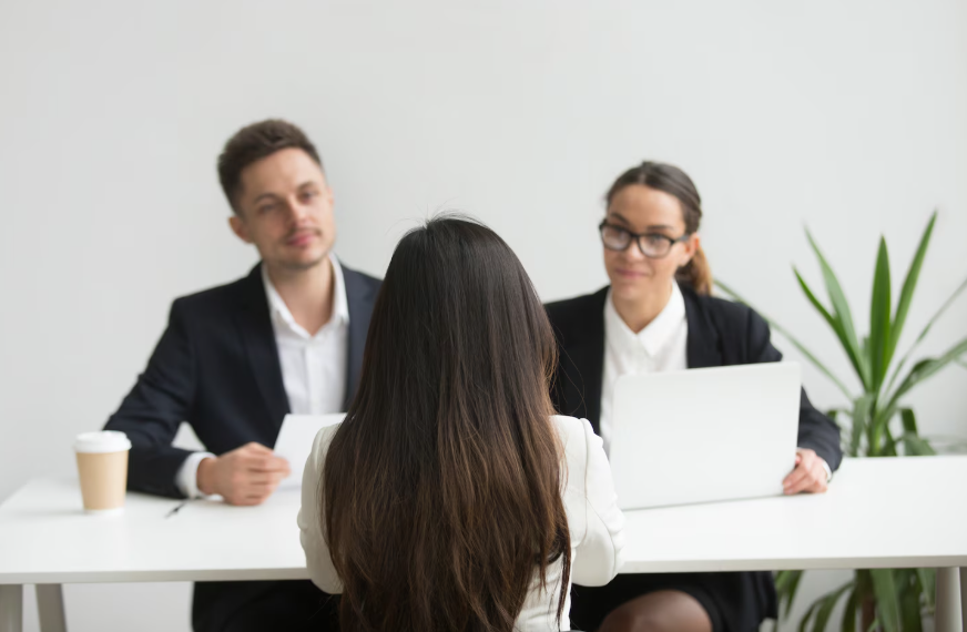 a girl attending interview 
